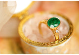 Emerald Bezel-Set Diamond Ring in 18K Yellow Gold