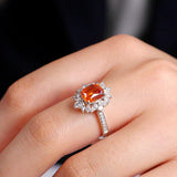 3.3ct Fanta Garnet Diamond Ring - 18K White Gold