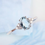Oval Aquamarine & Diamond Ring in 18K White Gold