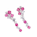 Purple Pink Spinel & White Sapphire Drop 18K Gold Earrings