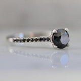 1ct Round Black Diamond Ring - 18K Yellow Gold