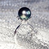 Tahitian Pearls 9-12mm & Diamond Ring in 18K White Gold