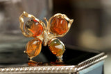 Fire Opal Butterfly Design 18K Gold Pendant