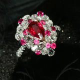 1ct Pigeon Blood Ruby Diamonds Ring in 18K White Gold