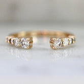 Open Cuff Diamonds Ring in 18K Yellow Gold