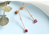 Red Tourmaline Diamond Earrings - 18K Yellow Gold Drop Earrings