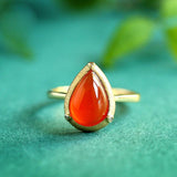 Teardrop Red Agate Maitreya Necklace - 18K Yellow Gold