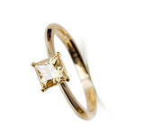 Fancy Yellow Diamonds Princess-Cut Ring in 18K Yellow Gold