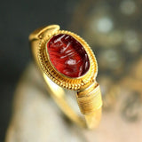 Garnet Antique Egyptian Ring in 22K Yellow Gold