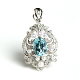 1.6ct Santa Maria Aquamarine Pearl Necklace - 18K White Gold