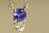 Blue Tanzanite & 8mm Akoya Pearl Necklace in 18K White Gold