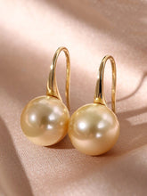 10-12mm South Sea Golden Pearl 18K Gold Hook Earrings