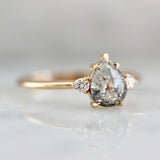 1.2ct Salt & Pepper Diamond Pear-Shaped Stackable Ring in 18K Gold