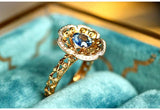 Flower Design Sapphire & Diamonds Ring in 18K Two Tone Gold