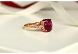 3.23ct Rubellite Oval Cut & Diamonds Ring in 18K Yellow Gold