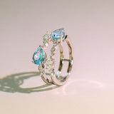 4ct Blue Topaz & Diamonds Ring - 18K White Gold
