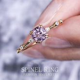 Sparkle Purple Spinel Ring in 18K Yellow Ring with Cluster Diamonds