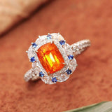 3.11ct Fanta Garnet Diamond Ring - 18K White Gold
