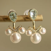 Aquamarine & 6mm Akoya Pearl Earrings in 18K Yellow Gold