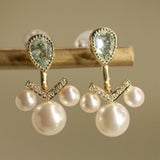 Aquamarine & 6mm Akoya Pearl Earrings in 18K Yellow Gold