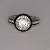 White Sapphire & Diamonds Engagement 18K White Gold Ring