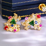 Tsavorite & Colorful Sapphire Earrings - 18K Yellow Gold
