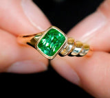 Horizontal Design Tsavorite Ring in 18K Yellow Gold