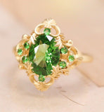 Tsavorite Free Form Ring in 18K Yellow Gold