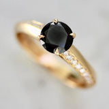 1.14ct Black Diamond Engagement Ring in 18K Yellow Gold
