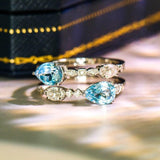 4ct Blue Topaz & Diamonds Ring - 18K White Gold