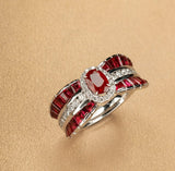 Art Deco Pigeon Blood Ruby 18K Gold Ballerina Ring