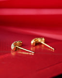 Semicircle Design Diamond Earrings in 18K Yellow Gold