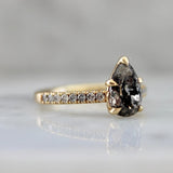 Nox 1.7ct Pear Salt & Pepper Dimond 18K Gold Ring