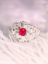 Red Spinel Cushion & White Sapphire Ballerina 18K Gold Ring