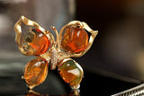Fire Opal Butterfly Design 18K Gold Pendant