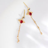 Symbol Shape Ruby & Sapphire Earrings in 18K Yellow Gold