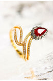 Snake Design Ruby Ring with Diamond - 18K Yellow Gold