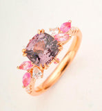 Lavender Purple Spinel Cluster Ring - 18K Yellow Gold