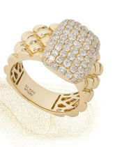 Italian Style White Diamond 18K Gold Statement Ring