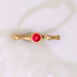Red Spinel & Diamond Ring Band - 18K Yellow Gold