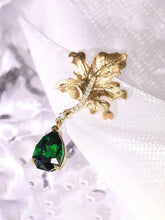 Maple Design Tsavorite Pendant with Diamond in 18K Yellow Gold