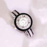 White Sapphire & Diamonds Engagement 18K White Gold Ring