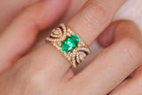 2ct Emerald & Diamond Statement Ring in 18K Yellow Gold