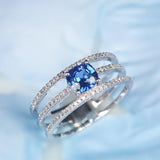 1.63ct Blue Sapphire Diamonds Channel Set Ring in 18K White Gold