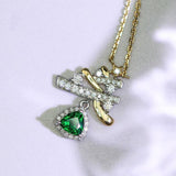 Plant Inspired Tsavorite & Diamond Necklace in 18K Two-Tone Gold
