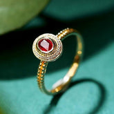 Jadi Spinel Oval & Diamond Ring - 18K Yellow Gold