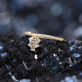 Baguette White Diamond 18K Yellow Gold Crown Wedding Ring