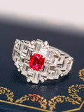 Red Spinel Cushion & White Sapphire Ballerina 18K Gold Ring