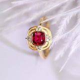 1ct Red Spinel Cushion & Diamond Ring - 18K Yellow Gold