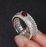 Chaneel Set Diamonds with Ruby Ring in Platinum 950